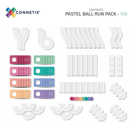 CONNETIX Magnetbausteine Kugelbahn Pastel Ball Run Pack - 106 Teile - Nook' d' Mel - Kinder Concept Store