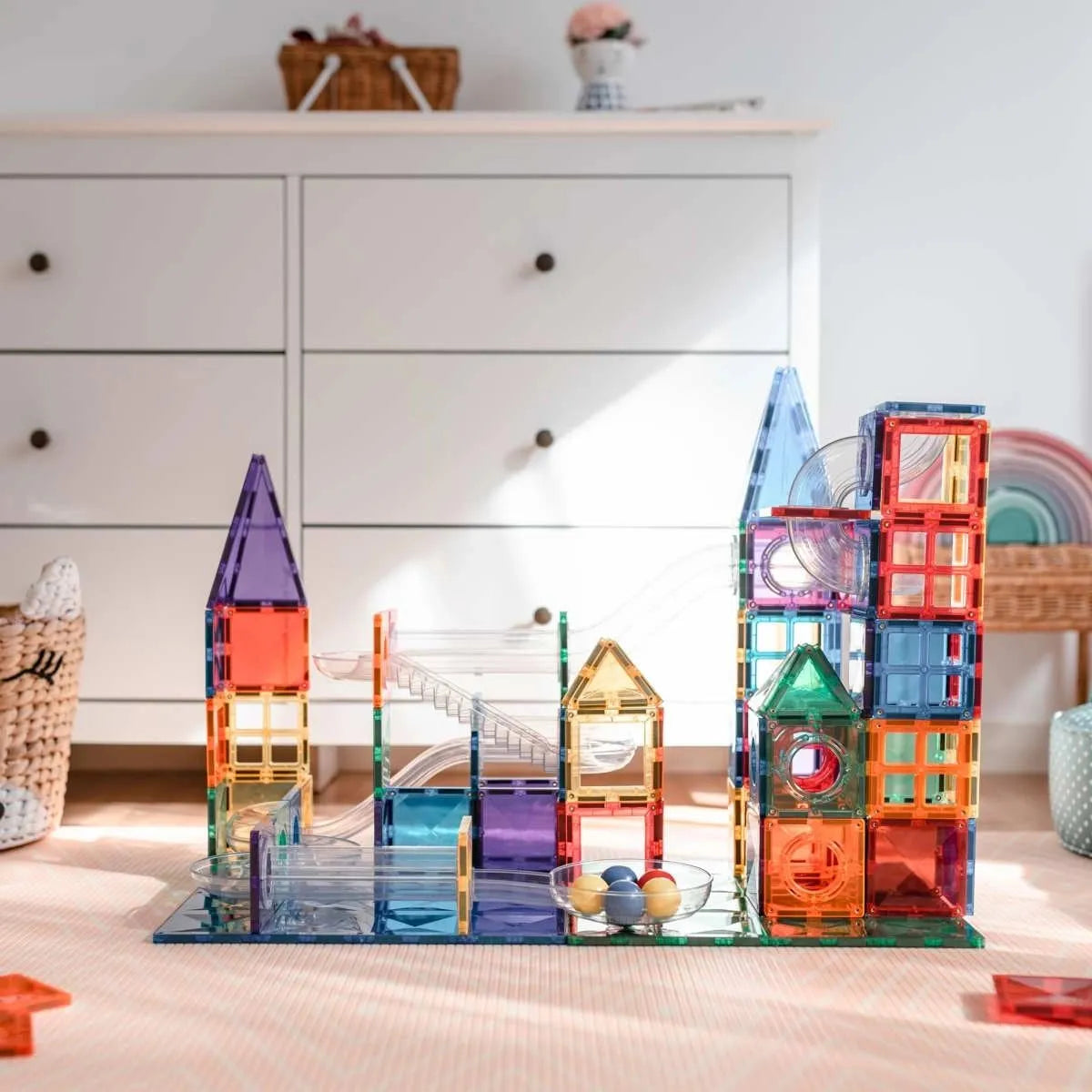 CONNETIX Magnetbausteine Kugelbahn Rainbow Ball Run Pack - 92 Teile - Nook' d' Mel - Kinder Concept Store