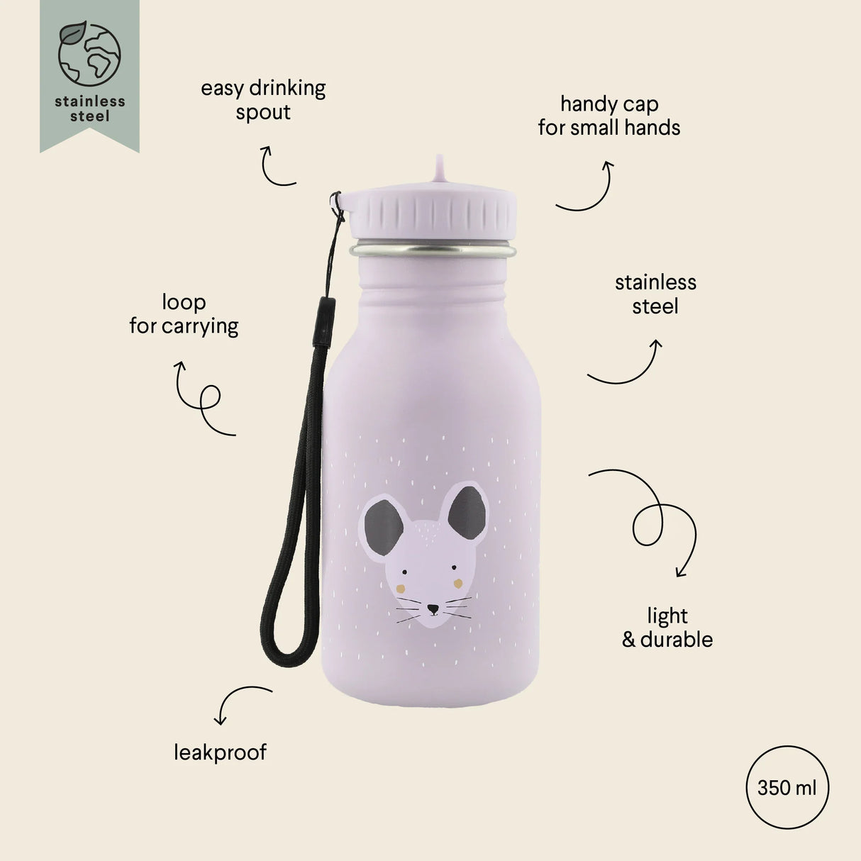 TRIXIE Trinkflasche 350ml - Mrs. Mouse