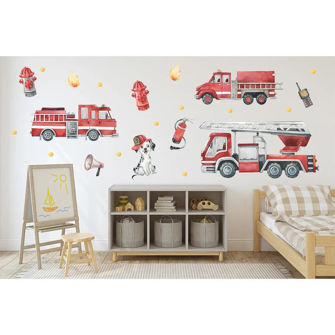 Wandtattoo Kinderzimmer - Feuerwehrauto