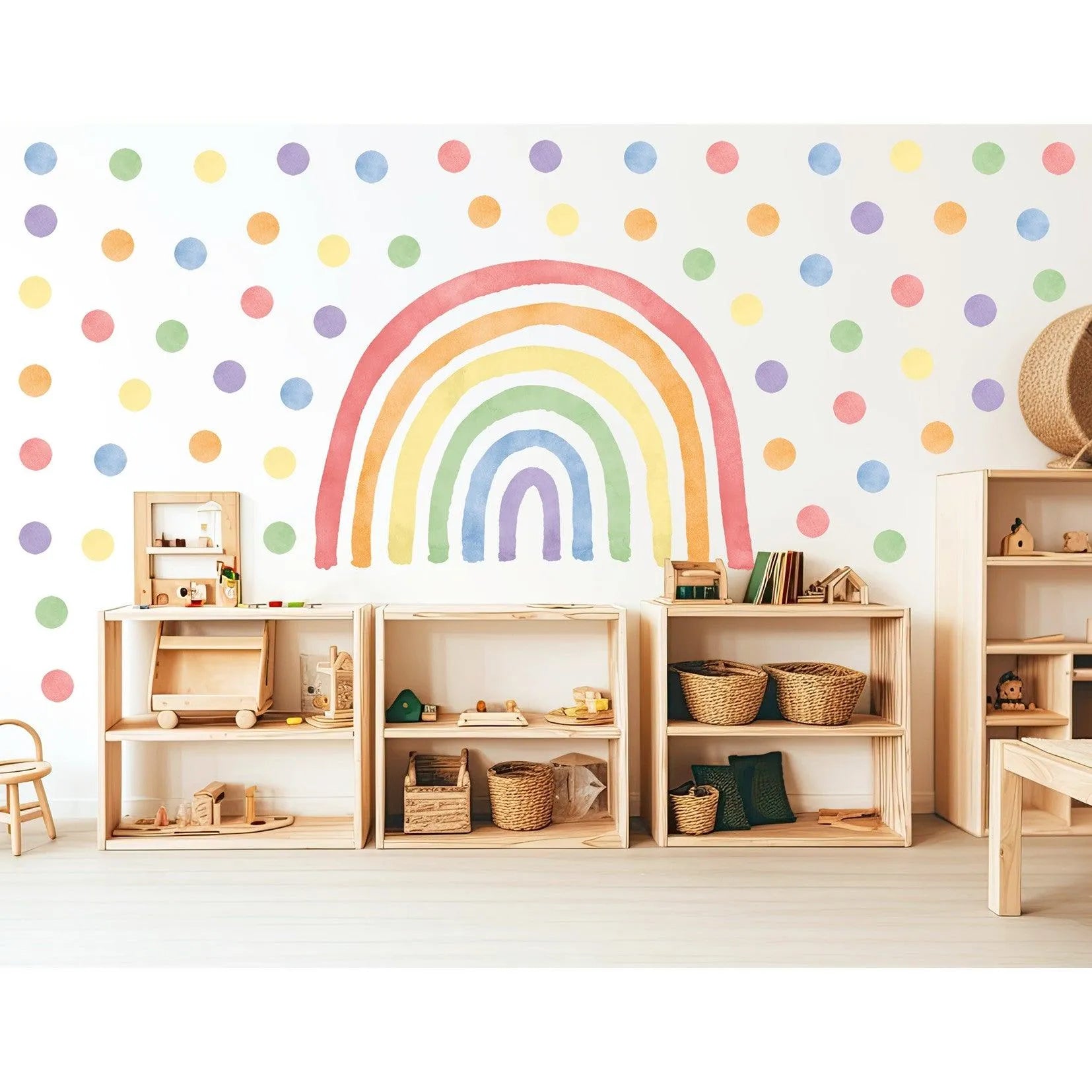 Wandtattoo Kinderzimmer - Regenbogen mit Punkte Classic