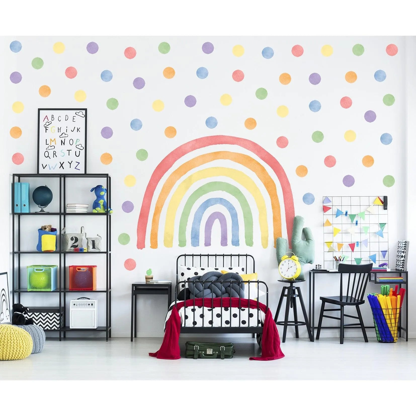 Wandtattoo Kinderzimmer - Regenbogen mit Punkte Classic