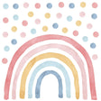 Wandtattoo Kinderzimmer - Regenbogen mit Punkte Pink / Blau