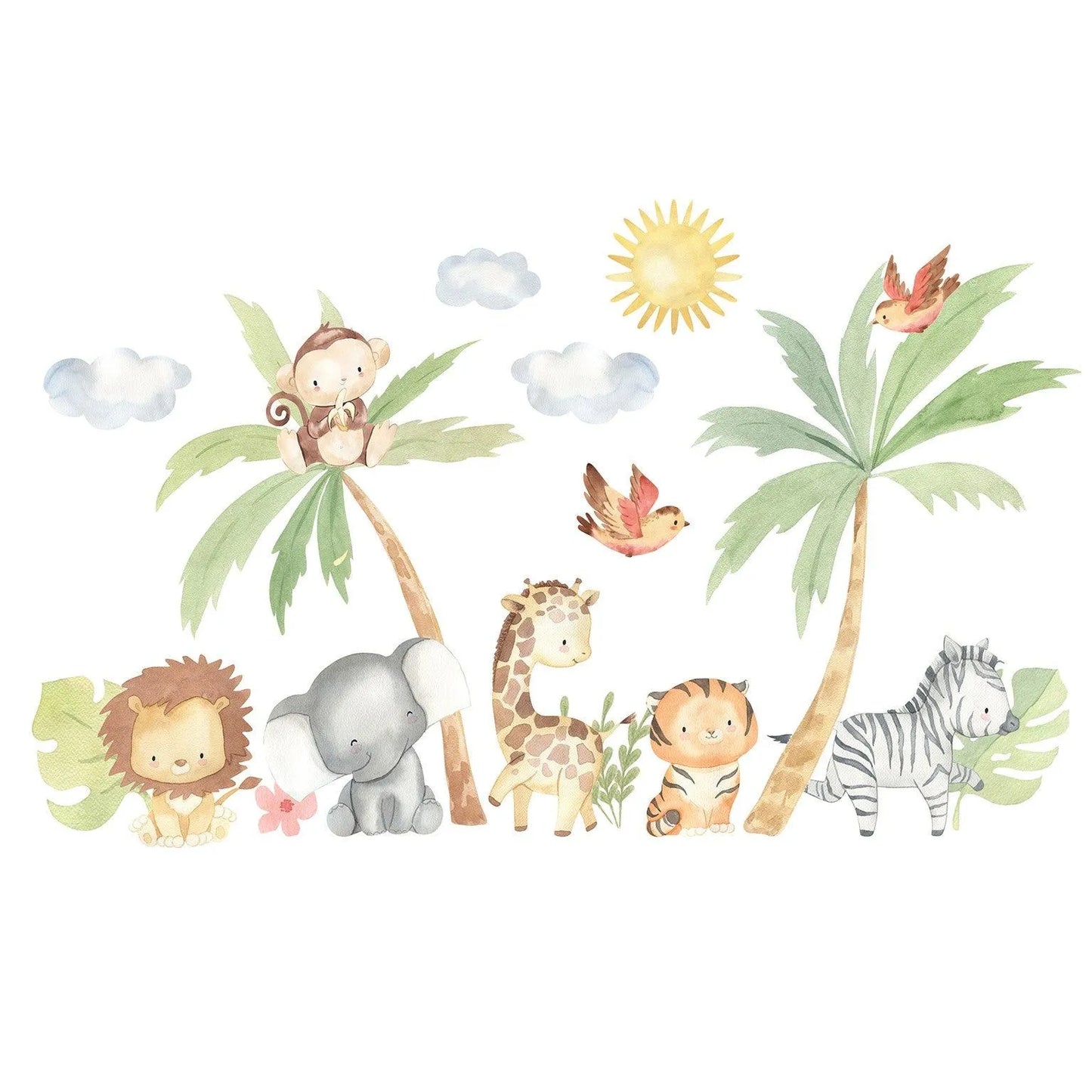 Wandtattoo Kinderzimmer - Safari-Babytiere