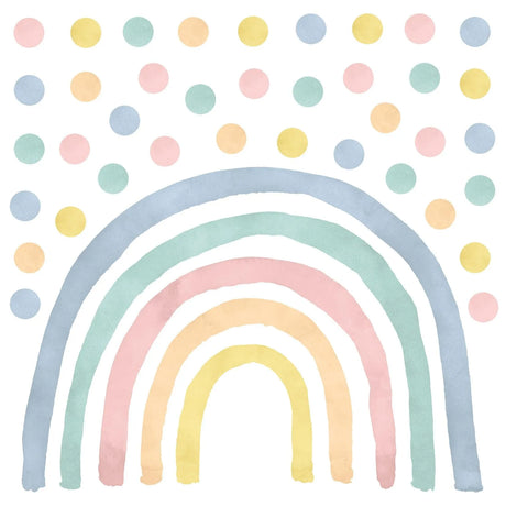 Wandtattoo Kinderzimmer - Regenbogen mit Punkte Pastell