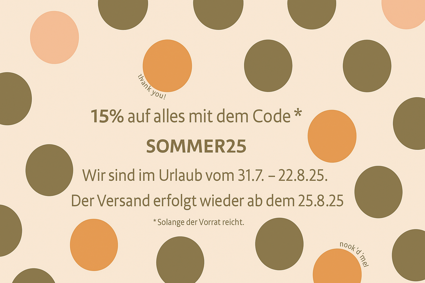 Nook' d' Mel SOMMER Sale 15 % Rabatt